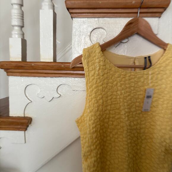 NWT Anthropologie Textured Mini Shift Dress Yellow Sleeveless Stretch Size M - Picture 6 of 10